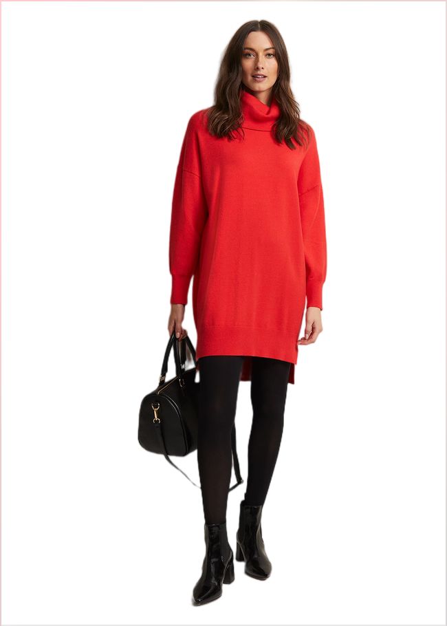  Cecilia Cowl Neck Jumper Dress Red 221875250