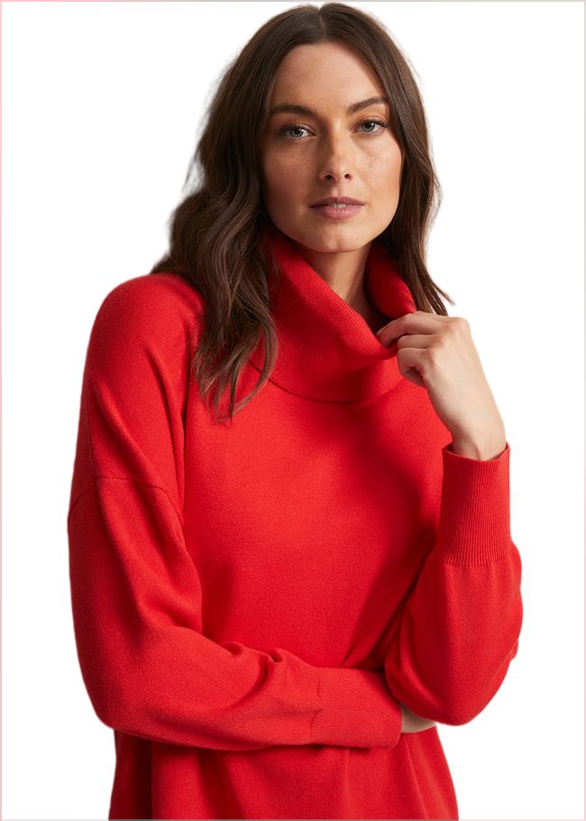  Cecilia Cowl Neck Jumper Dress Red 221875250