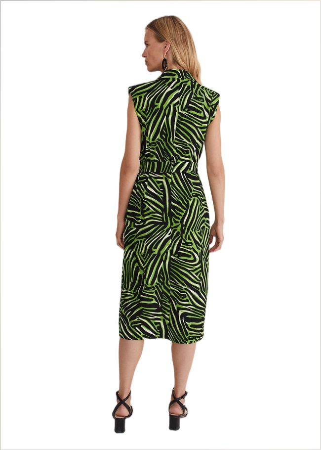  Trinny Zebra Print Trench Midi Dress Green 221878693