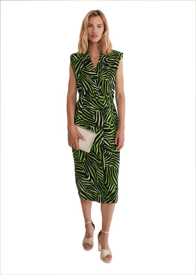  Trinny Zebra Print Trench Midi Dress Green 221878693