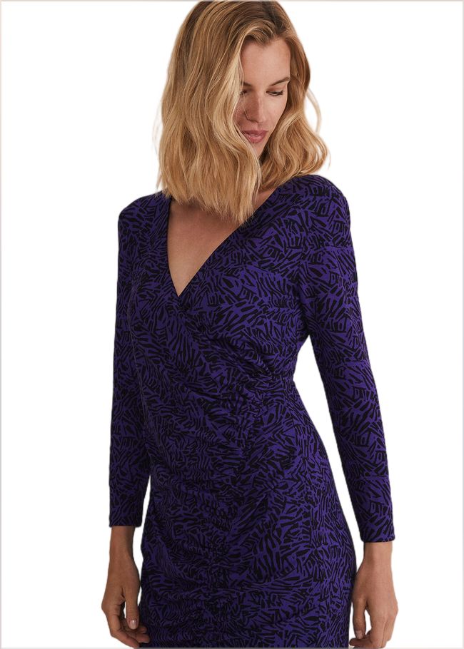  Theadora Jersey Midi Dress Black/Purple 221880399