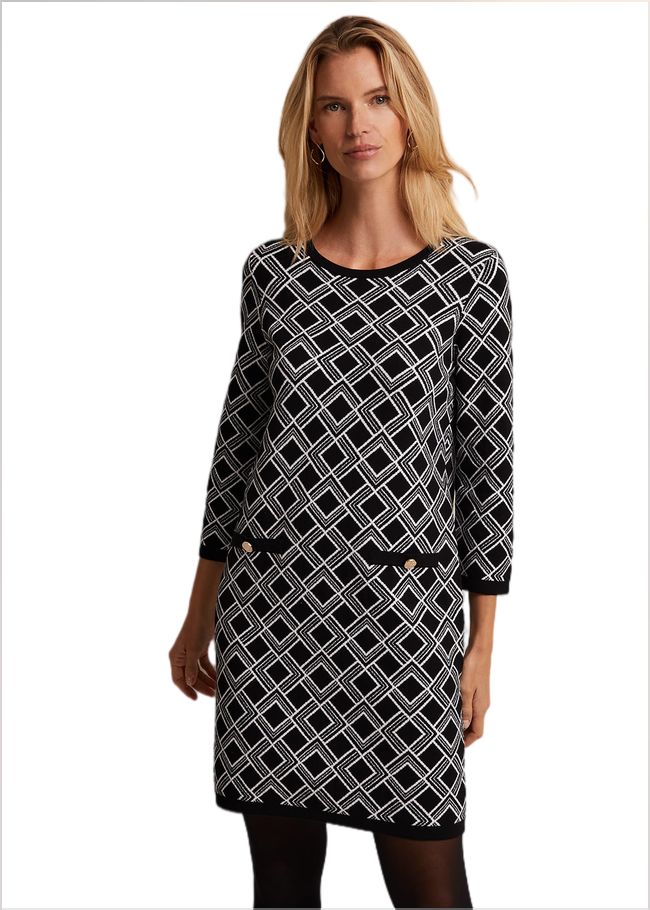  Zayla Geo Tunic Mini Dress Black/Ivory 221882230