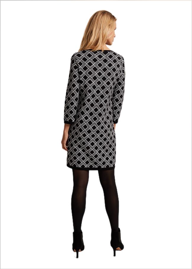  Zayla Geo Tunic Mini Dress Black/Ivory 221882230