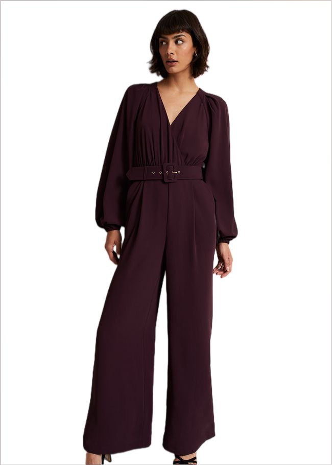  Angelina Burgundy Wide Leg Jumpsuit Burgundy 221885258