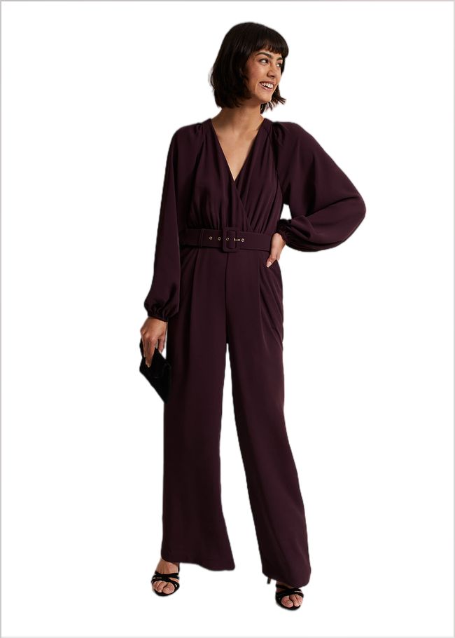  Angelina Burgundy Wide Leg Jumpsuit Burgundy 221885258