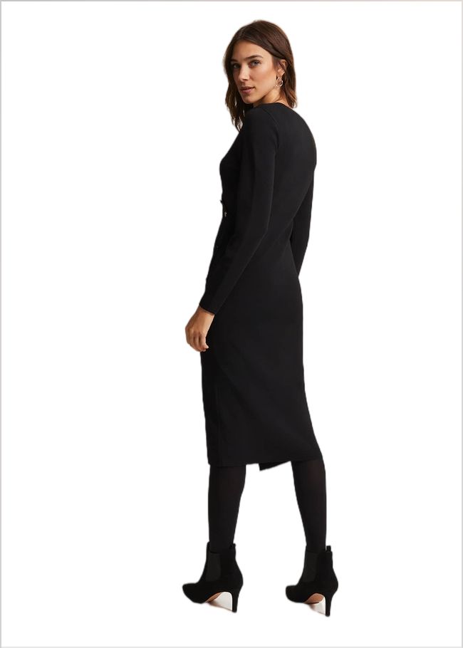  Kellia Black Knitted Midi Dress Black 221888050