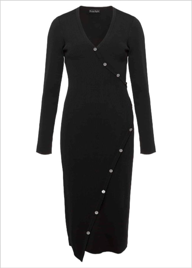  Kellia Black Knitted Midi Dress Black 221888050