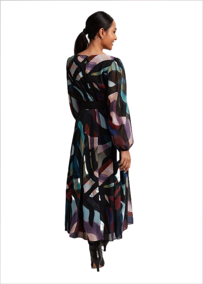  Petite Sky Printed Maxi Dress Black Multi 221895880