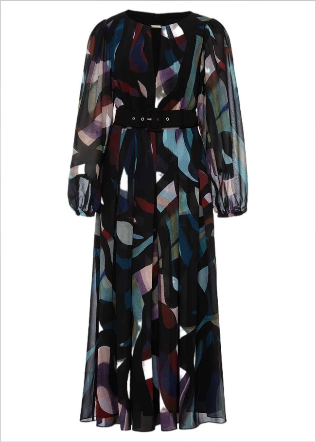  Petite Sky Printed Maxi Dress Black Multi 221895880