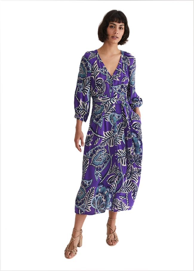  Erin Paisley Midi Dress Purple 221901600