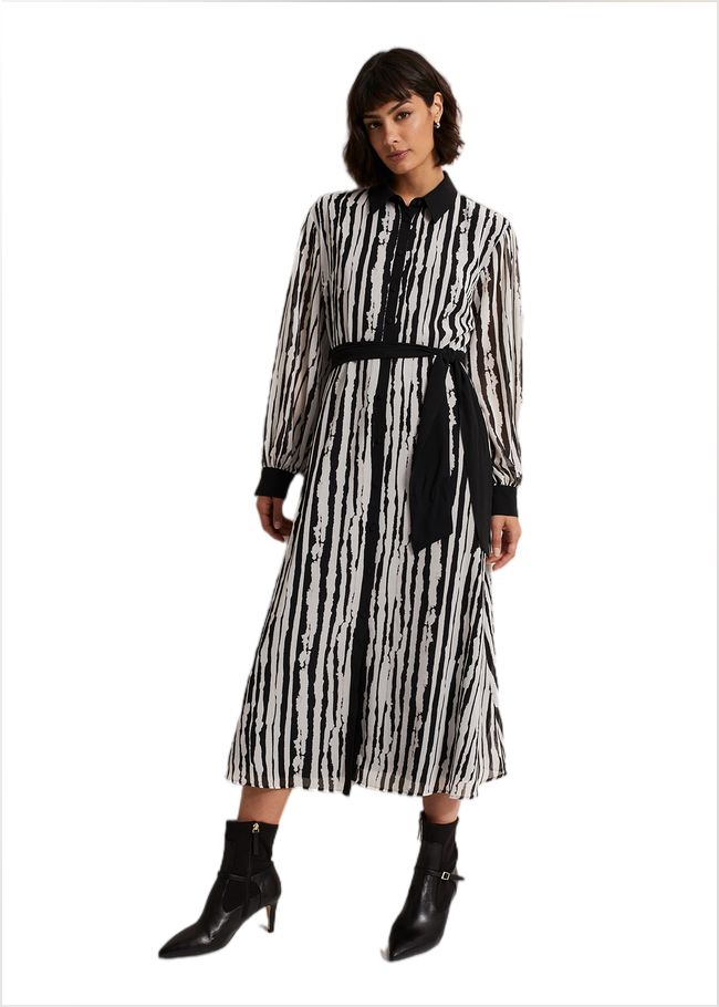  Serena Striped Midi Dress Black/Ivory 221902836