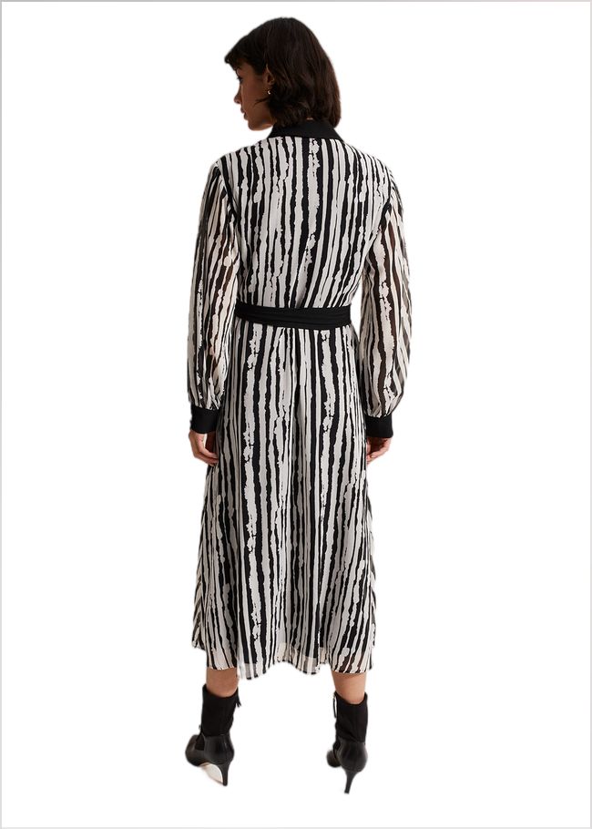  Serena Striped Midi Dress Black/Ivory 221902836