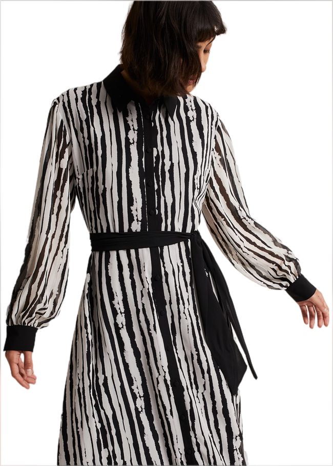  Serena Striped Midi Dress Black/Ivory 221902836