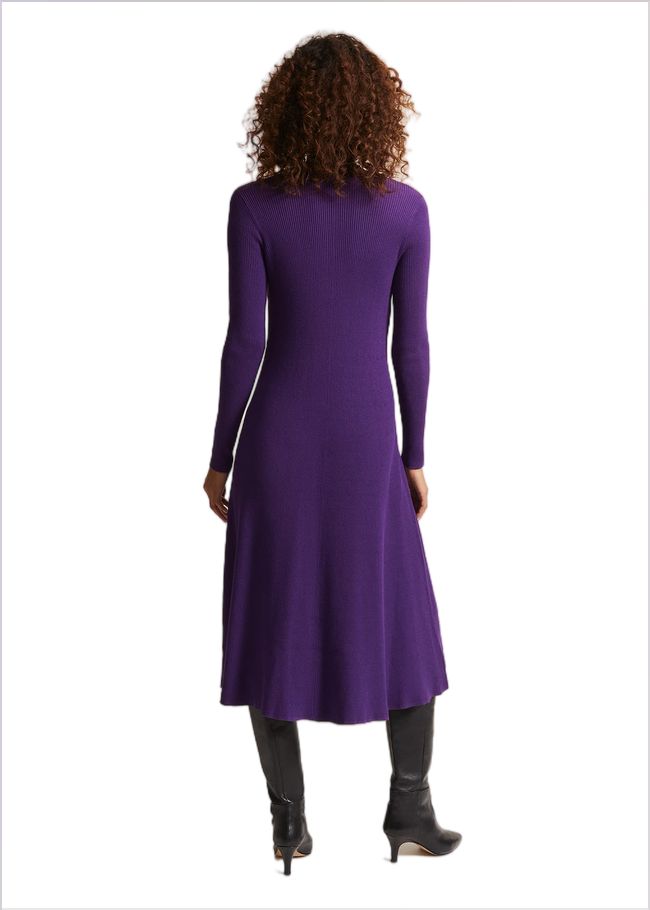  Amberlyn Purple Fit And Flare Midi Dress Purple 221904600