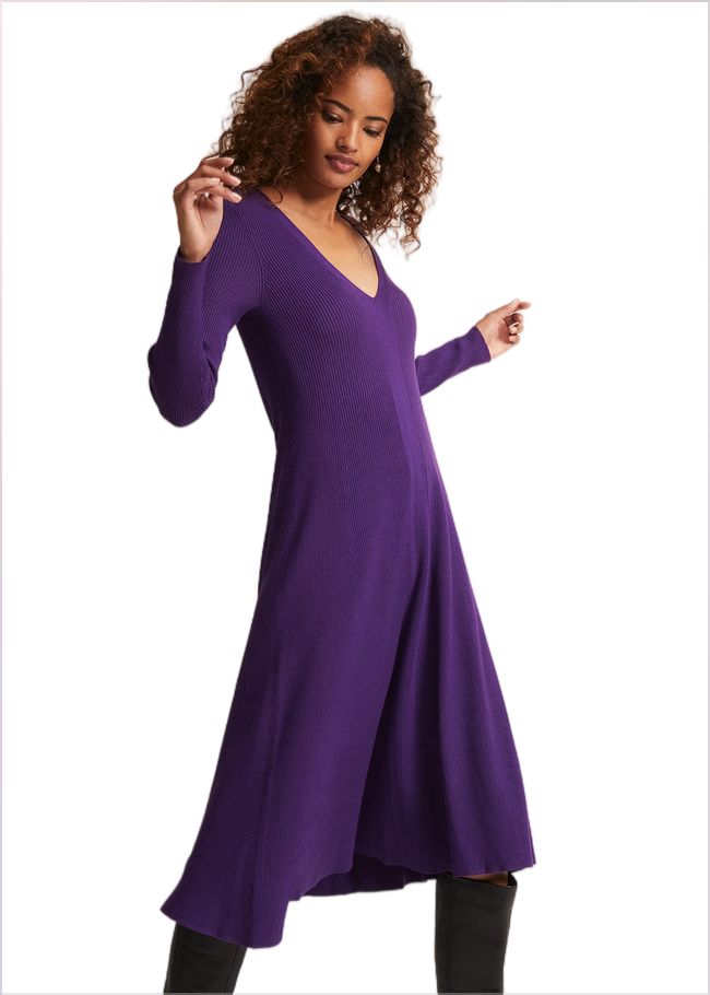  Amberlyn Purple Fit And Flare Midi Dress Purple 221904600