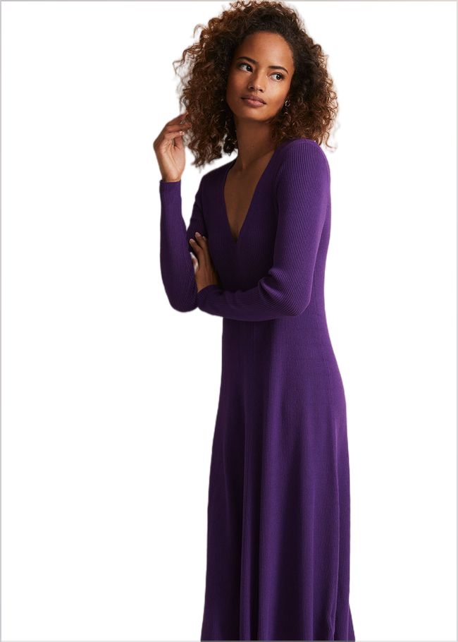  Amberlyn Purple Fit And Flare Midi Dress Purple 221904600