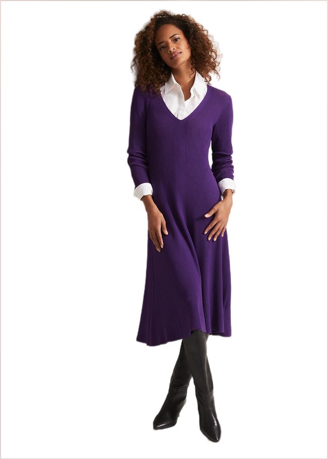  Amberlyn Purple Fit And Flare Midi Dress Purple 221904600