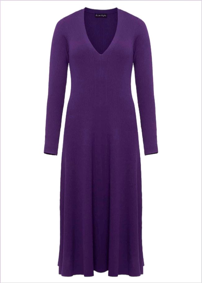  Amberlyn Purple Fit And Flare Midi Dress Purple 221904600