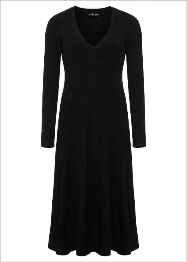  Amberlyn Black Fit And Flare Midi Dress Black 221905050