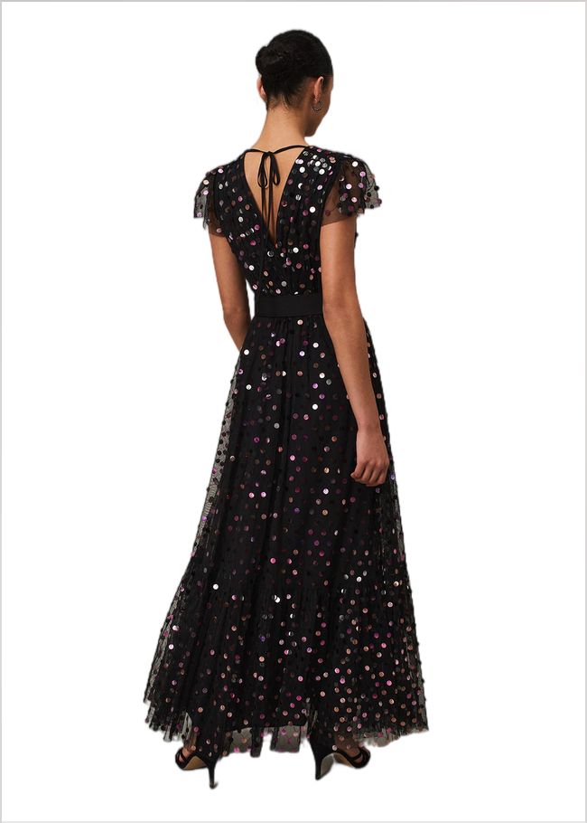  Loren Sequin Spot Tulle Maxi Dress Black/Multi 221909492