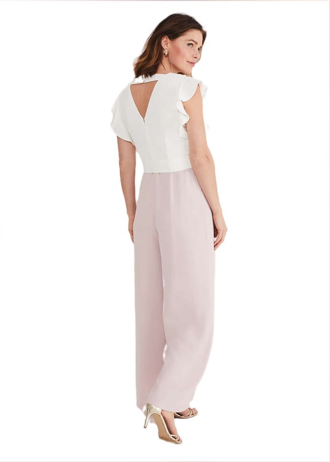  Kallie V Neck Frill Jumpsuit Antique Rose 221915840