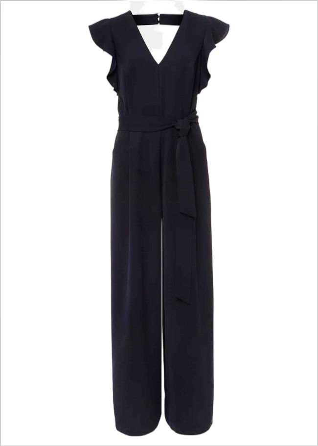  Kallie V Neck Frill Jumpsuit Navy 221916351