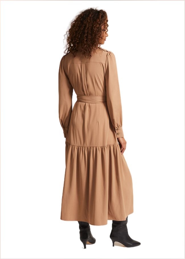  Morgan Trench Midi Dress Camel 221920206