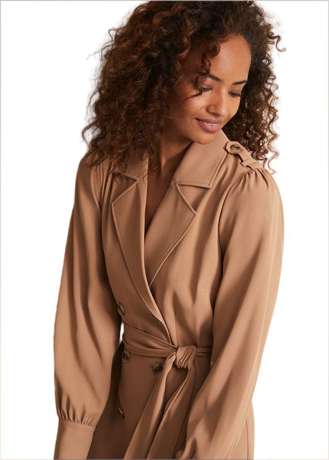  Morgan Trench Midi Dress Camel 221920206