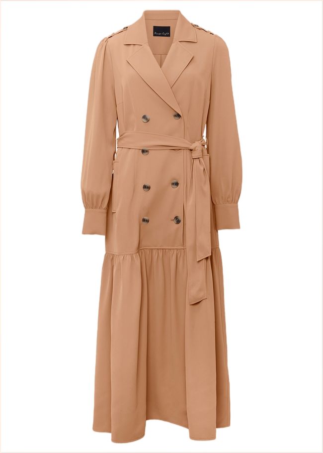  Morgan Trench Midi Dress Camel 221920206