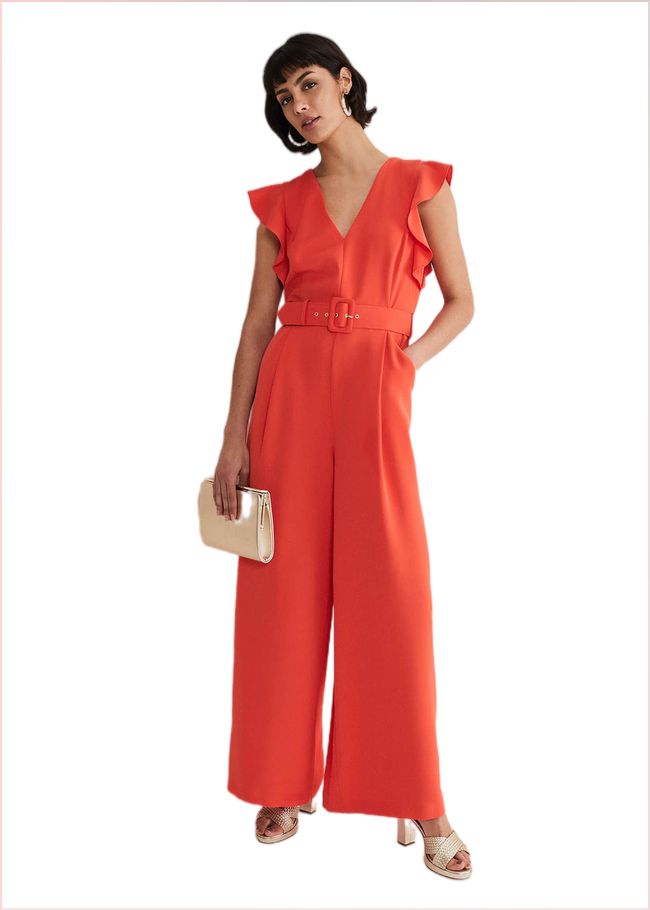  Kallie V Neck Frill Jumpsuit Orange 221926650