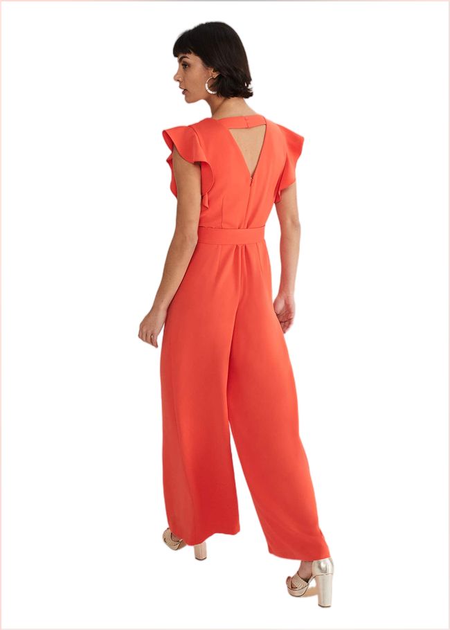  Kallie V Neck Frill Jumpsuit Orange 221926650