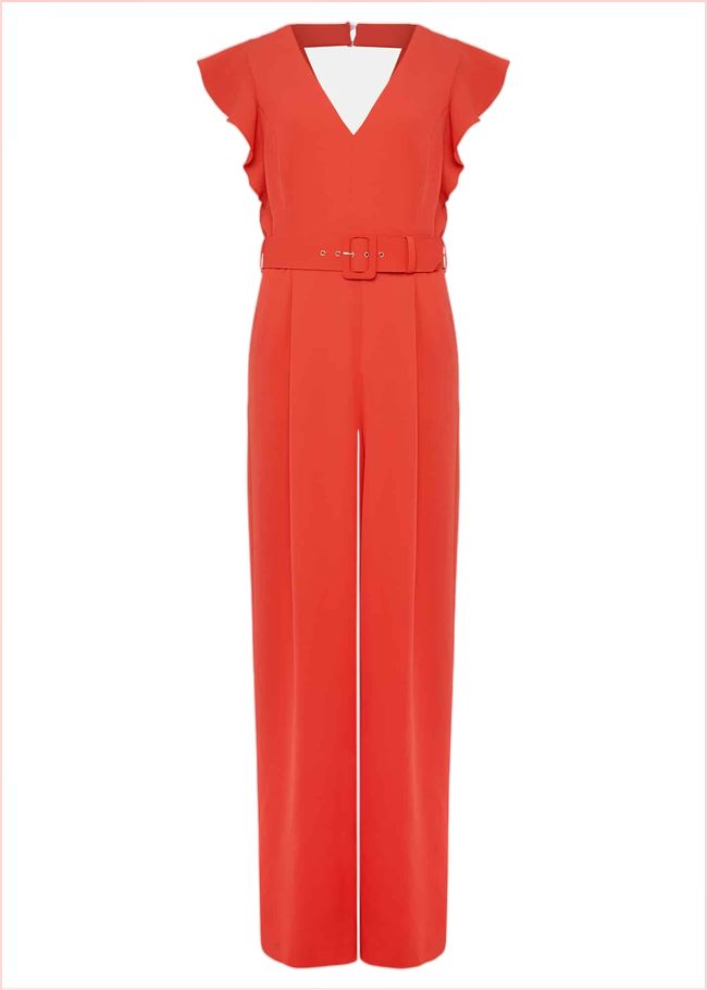  Kallie V Neck Frill Jumpsuit Orange 221926650