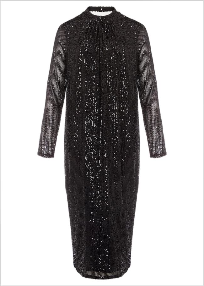  Cindy Black Sequin Midi Dress Black 221927050