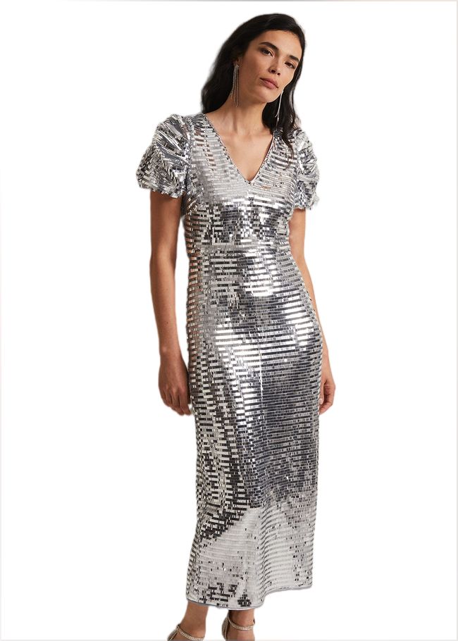  Novalie Silver Sequin Midaxi Dress Silver 221929065