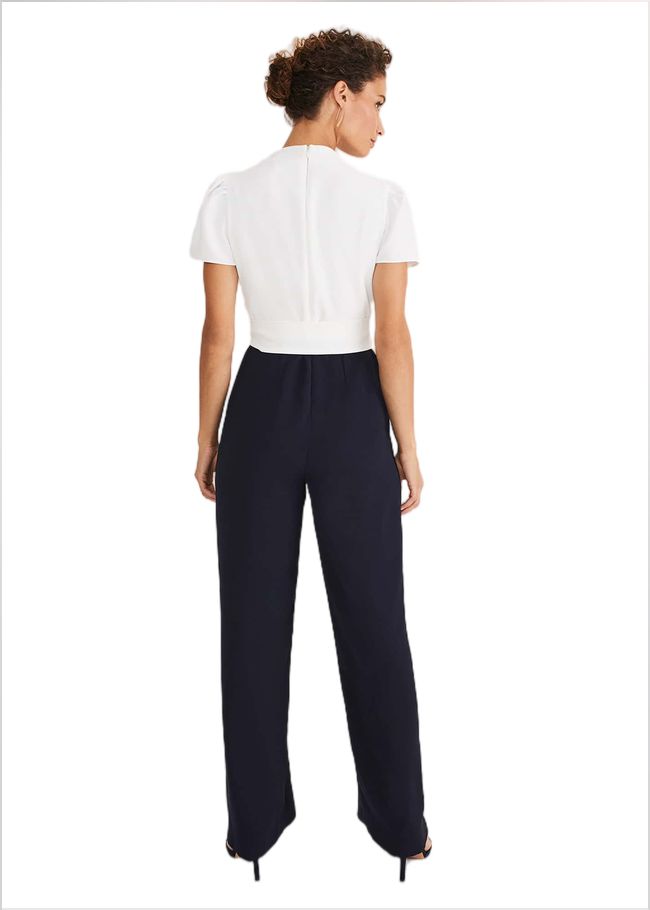  Eloise Wide Leg Jumpsuit Navy/Ivory 221934287