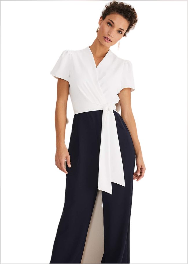  Eloise Wide Leg Jumpsuit Navy/Ivory 221934287