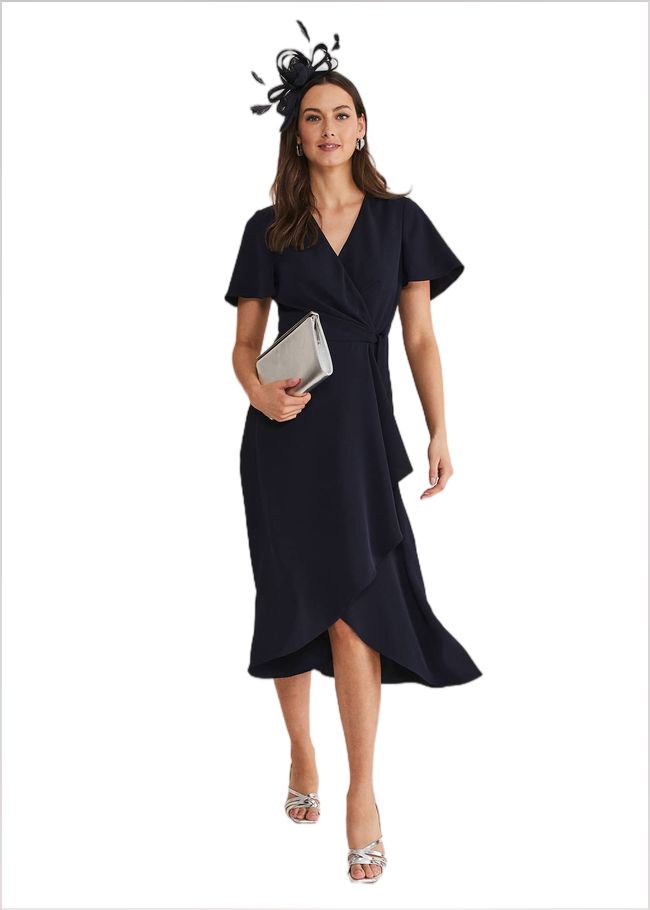  Julissa Navy Frill Wrap Dress Navy 221935351