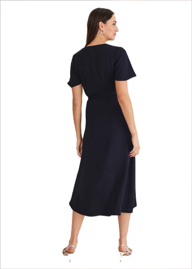  Julissa Navy Frill Wrap Dress Navy 221935351