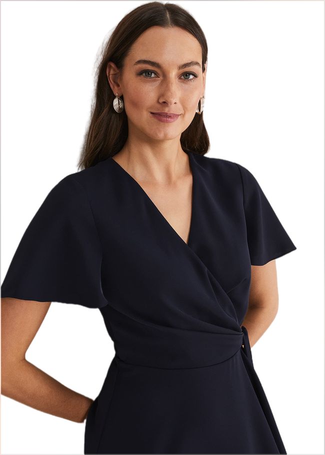  Julissa Navy Frill Wrap Dress Navy 221935351