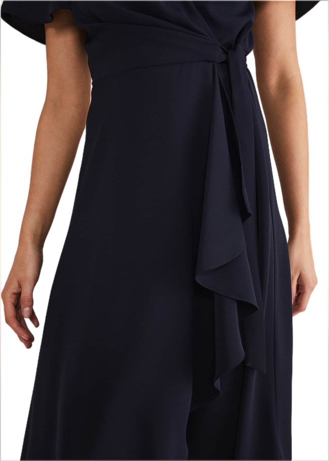  Julissa Navy Frill Wrap Dress Navy 221935351