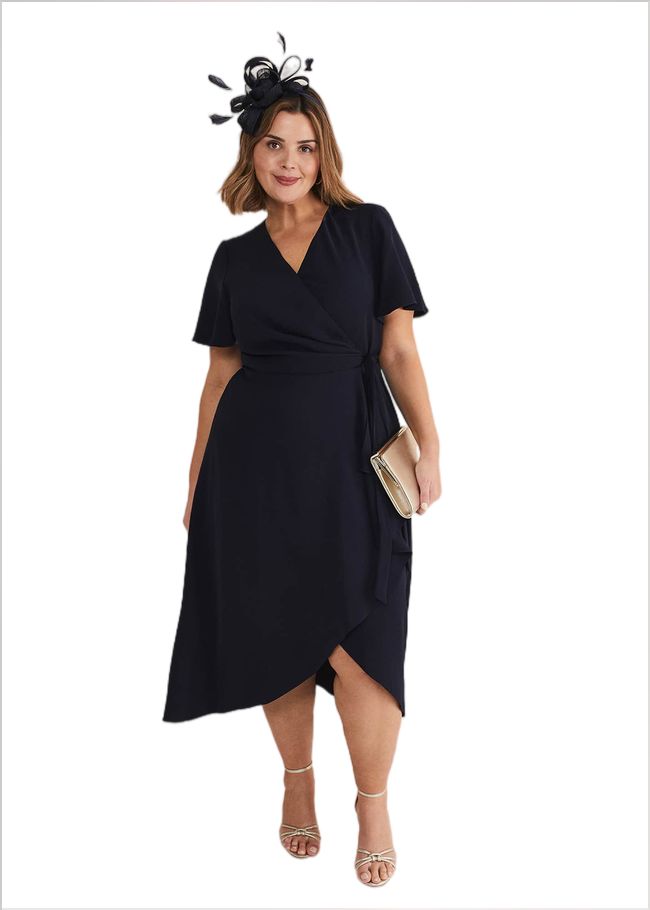  Julissa Navy Frill Wrap Dress Navy 221935351