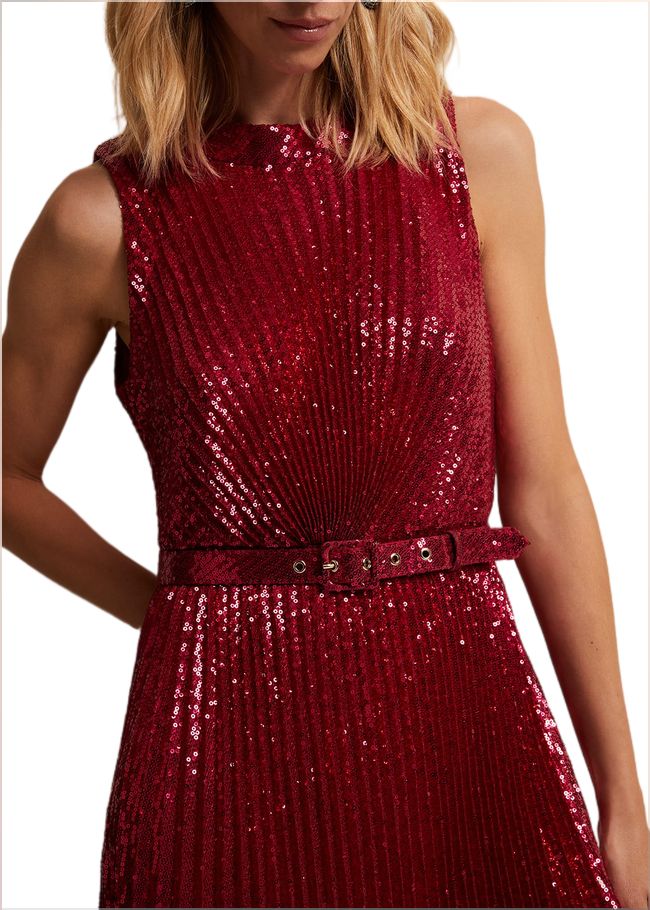  Simara Pink Sequin Midi Dress Pink 221940300