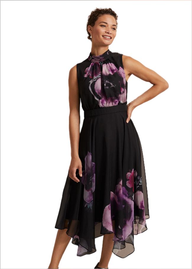  Lucinda Floral Chiffon Midi Dress Multi-Coloured 221941000