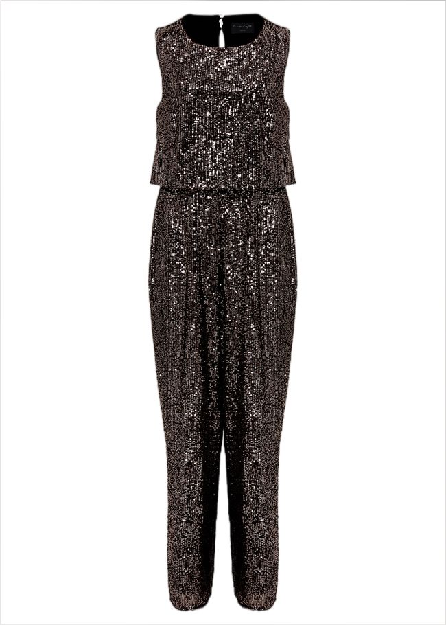  Petite Aubrey Sequin Wide Leg Jumpsuit Gunmetal 221951165