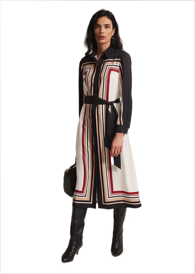  Geri Striped Shirt Midi Dress Black/Multi 221956492