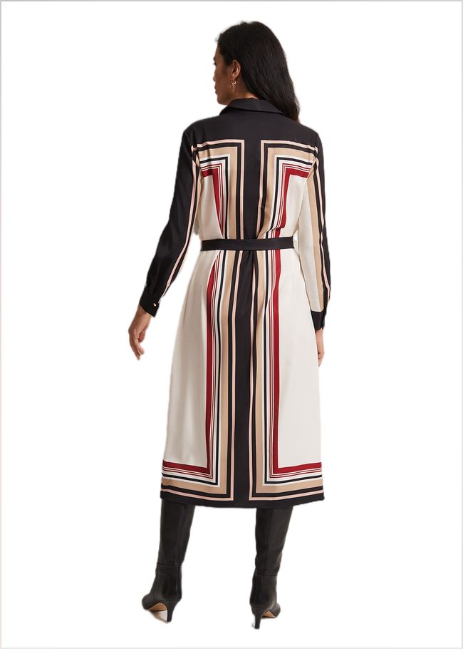  Geri Striped Shirt Midi Dress Black/Multi 221956492