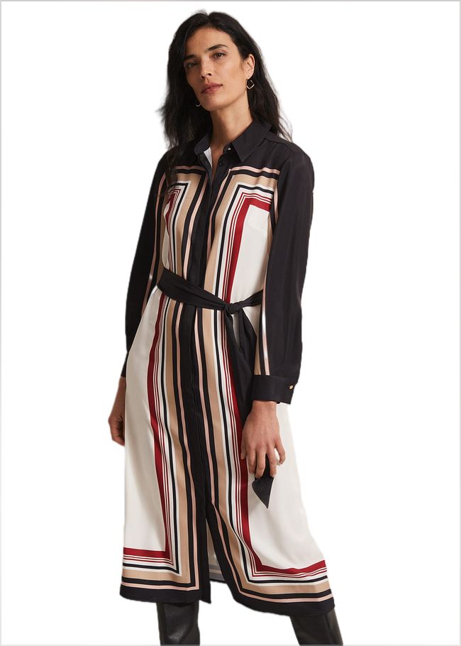  Geri Striped Shirt Midi Dress Black/Multi 221956492