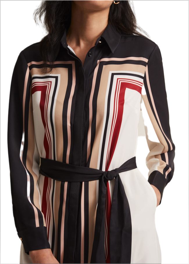  Geri Striped Shirt Midi Dress Black/Multi 221956492