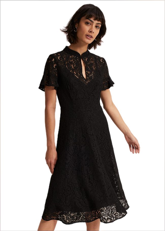  Rimsha Black Lace Midi Dress Black 221958050