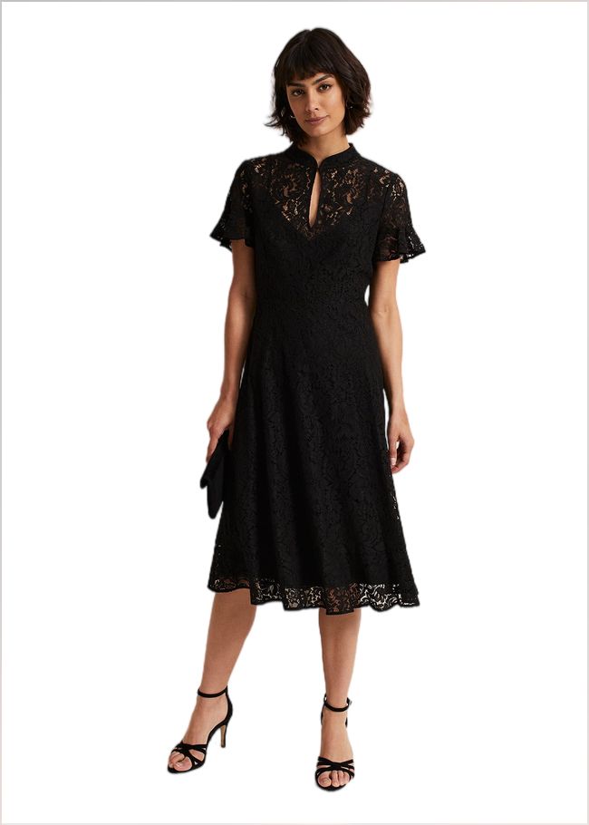  Rimsha Black Lace Midi Dress Black 221958050